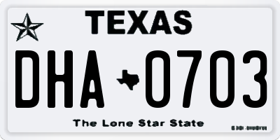 TX license plate DHA0703