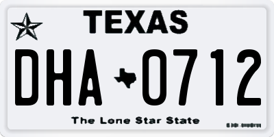 TX license plate DHA0712