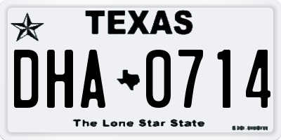 TX license plate DHA0714