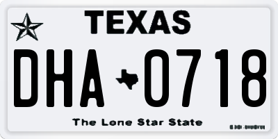 TX license plate DHA0718