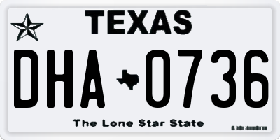 TX license plate DHA0736