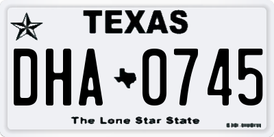 TX license plate DHA0745