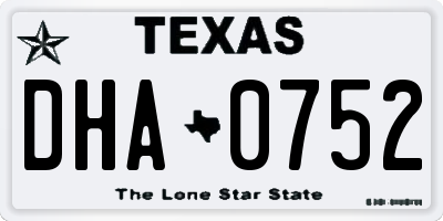 TX license plate DHA0752