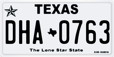 TX license plate DHA0763