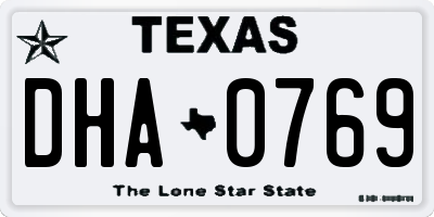 TX license plate DHA0769