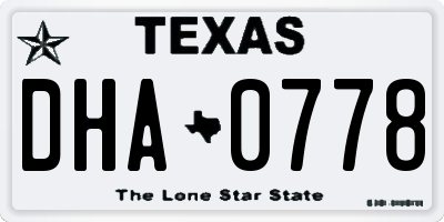 TX license plate DHA0778