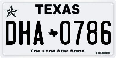 TX license plate DHA0786