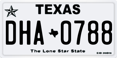 TX license plate DHA0788