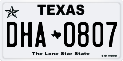 TX license plate DHA0807