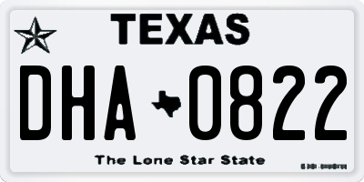 TX license plate DHA0822