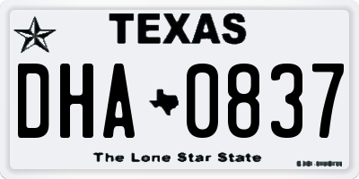 TX license plate DHA0837