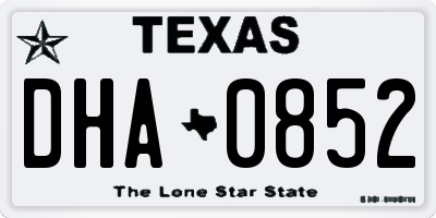 TX license plate DHA0852