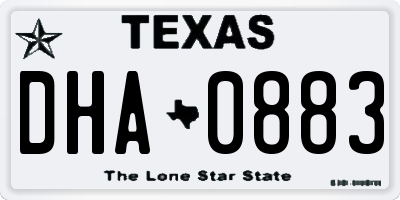 TX license plate DHA0883