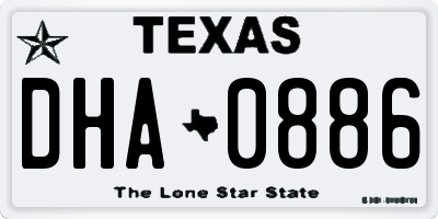 TX license plate DHA0886