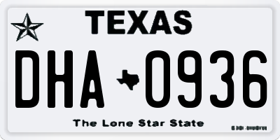 TX license plate DHA0936