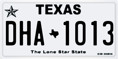 TX license plate DHA1013