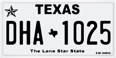 TX license plate DHA1025