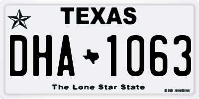 TX license plate DHA1063