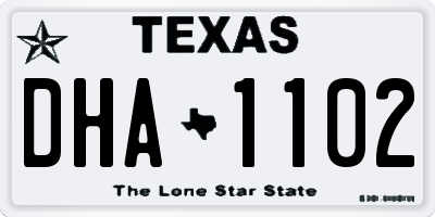 TX license plate DHA1102