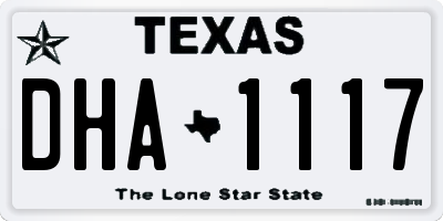 TX license plate DHA1117
