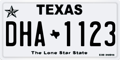 TX license plate DHA1123