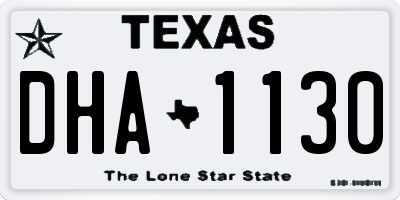 TX license plate DHA1130