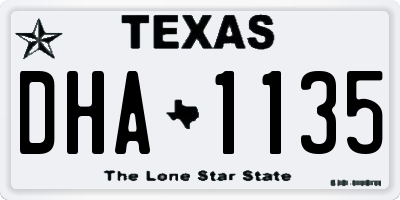 TX license plate DHA1135