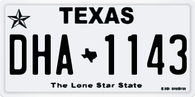 TX license plate DHA1143