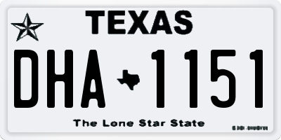 TX license plate DHA1151
