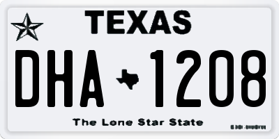 TX license plate DHA1208