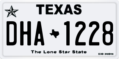 TX license plate DHA1228