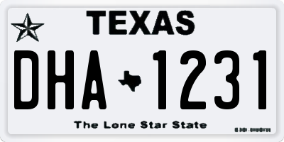 TX license plate DHA1231