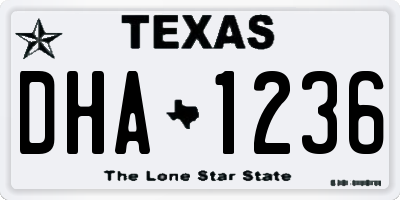 TX license plate DHA1236