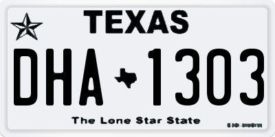 TX license plate DHA1303