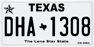 TX license plate DHA1308