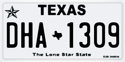 TX license plate DHA1309