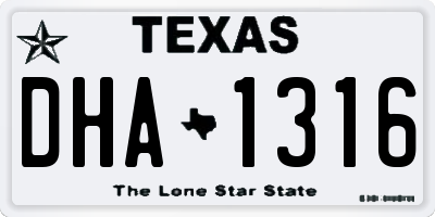 TX license plate DHA1316