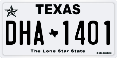 TX license plate DHA1401