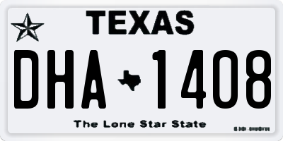 TX license plate DHA1408