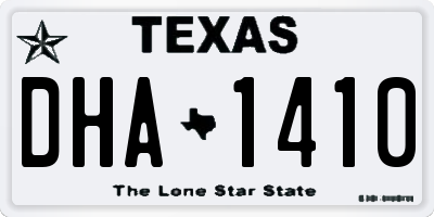 TX license plate DHA1410