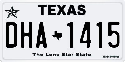 TX license plate DHA1415