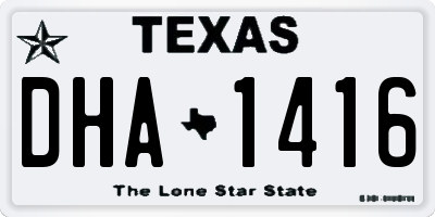 TX license plate DHA1416