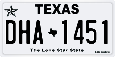 TX license plate DHA1451