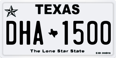 TX license plate DHA1500