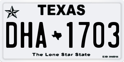 TX license plate DHA1703