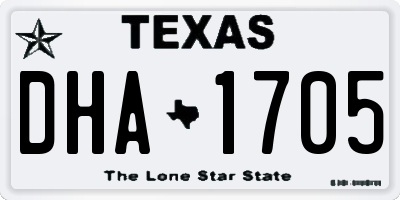 TX license plate DHA1705
