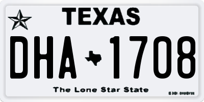 TX license plate DHA1708