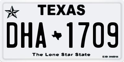 TX license plate DHA1709