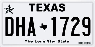 TX license plate DHA1729