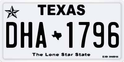 TX license plate DHA1796